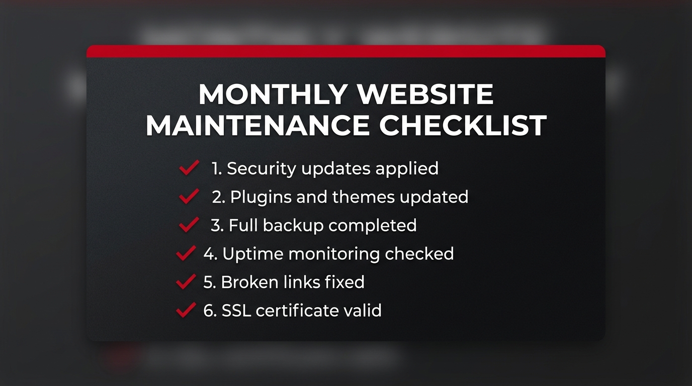 Monthly website maintenance checklist for small businesses