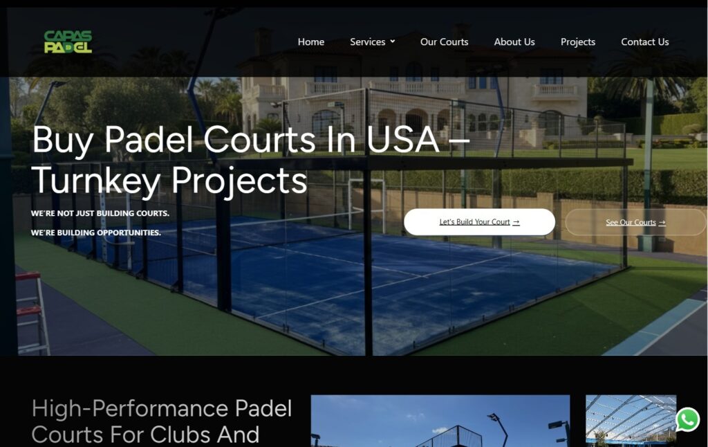 Capas Padel corporate website built by Espejostudio — B2B padel court manufacturer international