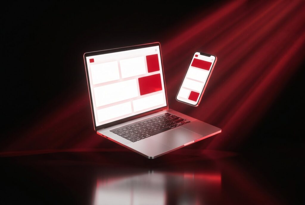 Responsive small and medium business website shown on laptop and phone — Espejo Studio web design