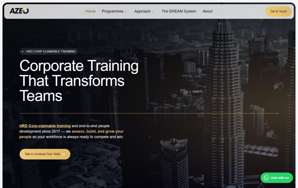 AZEO corporate training website built by Espejostudio